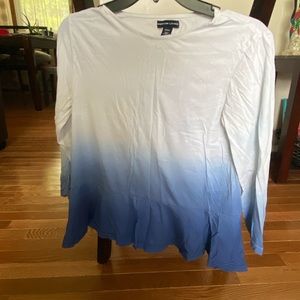 White to Blue Fade Mid-Sleeve Shirt